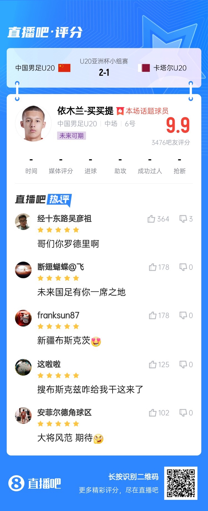 依木蘭+陳澤仕泰山中場連線！19歲依木蘭獲封：新疆布斯克茨！