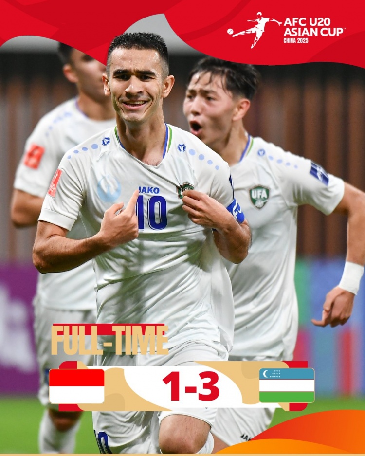  烏茲別克斯坦U20隊3-1印尼U20隊兩連勝晉級8強，印尼U20隊出局