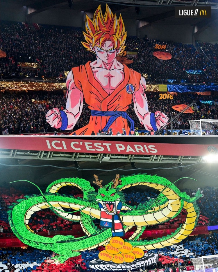  逝世一周年，法甲官推曬昔日巴黎主場龍珠TIFO：鳥山明經(jīng)典永存
