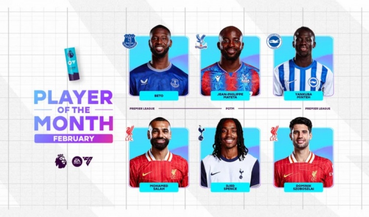  英超2月最佳候選：貝托、馬特塔、明特、薩拉赫、斯賓塞、索博