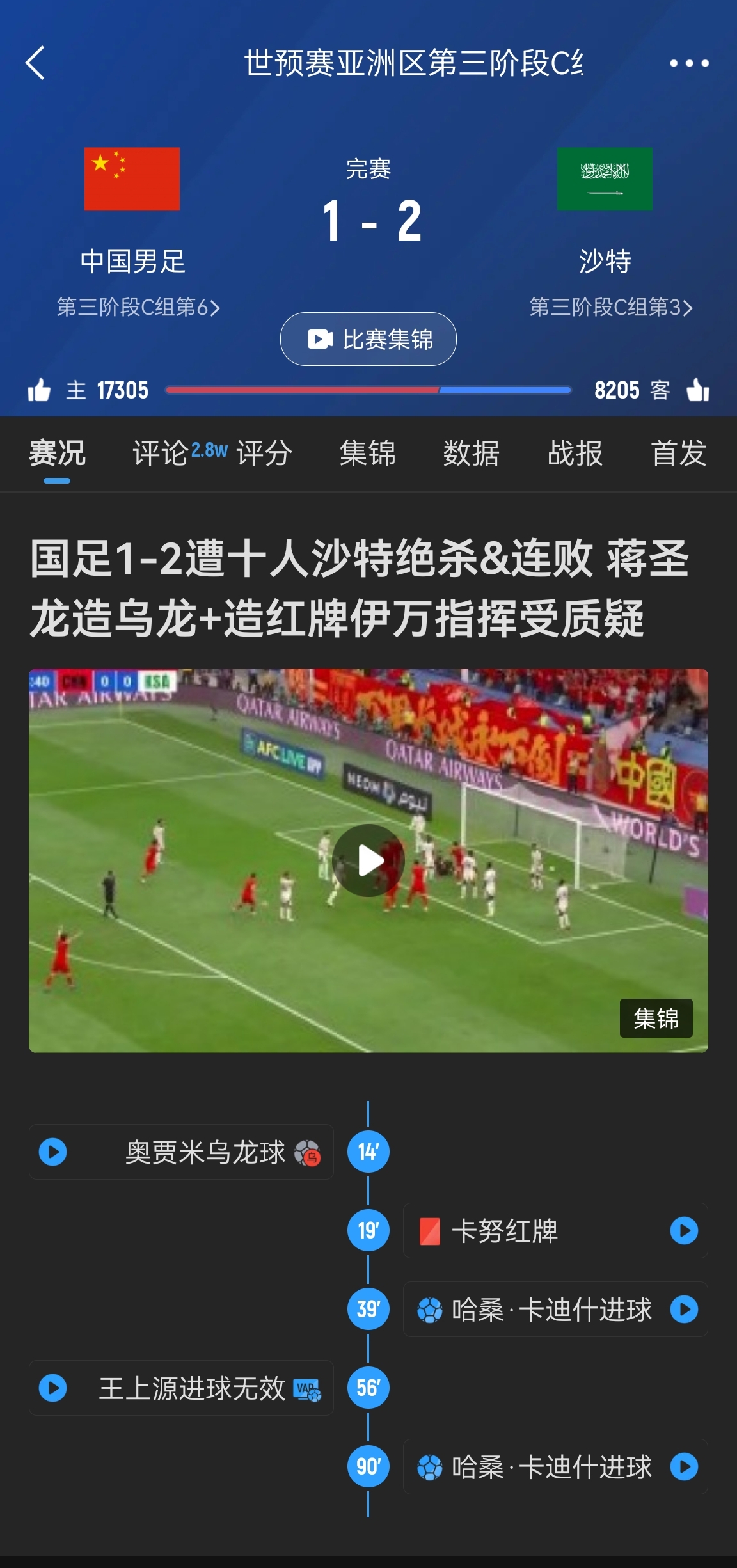  今天什么劇本？首戰(zhàn)沙特也是半場紅牌+蔣光太傷退，最后國足被翻