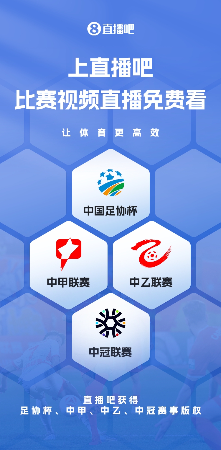  官宣！直播吧獲足協(xié)杯、中甲、中乙、中冠賽事版權(quán)，免費視頻直播