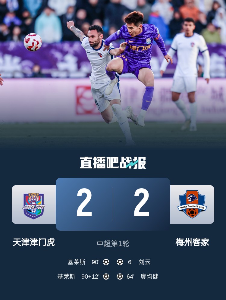  和風勁吹！今日下午中超4場比賽全部以平局收場